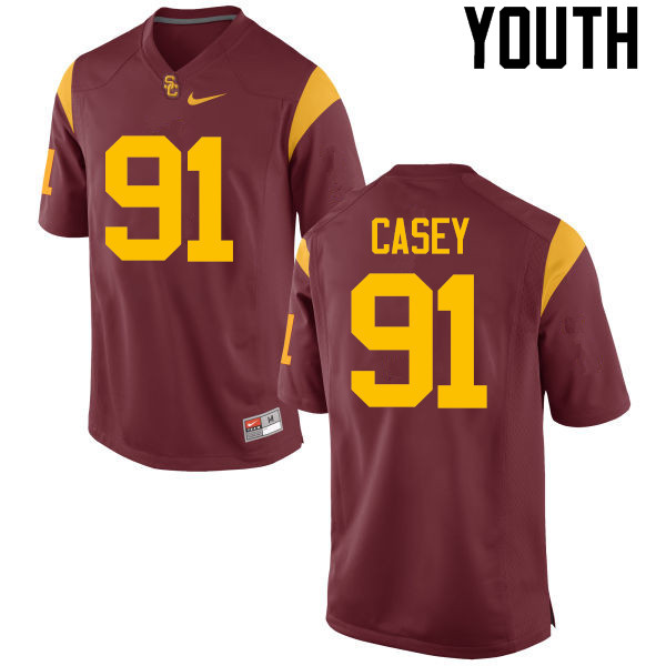 Youth #91 Jurrell Casey USC Trojans College Football Jerseys-Red